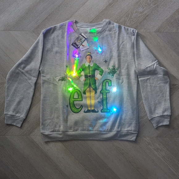Elf Men's Light Up Christmas Holiday Sweatshirt - Picture 2 of 6